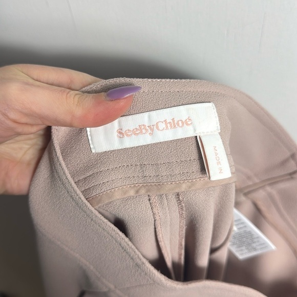 See By Chloe Wide Leg Pale Pink Seam Detail Culotte Pants Size 36 Quiet Luxury - Picture 8 of 13